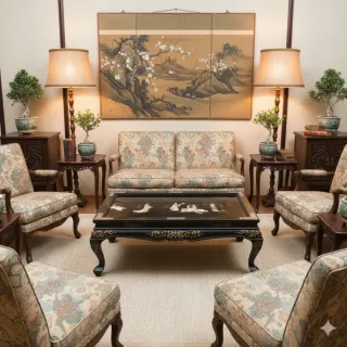 Mesa china de centro vintage china lacada antigua