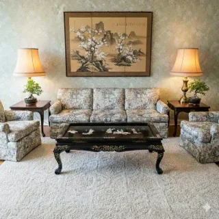 Mesa china de centro vintage china lacada antigua