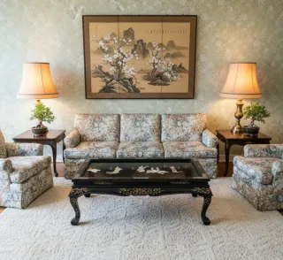 Mesa china de centro vintage china lacada antigua