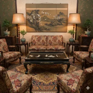 Mesa china de centro vintage china lacada antigua