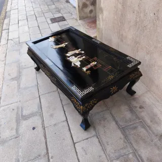 Mesa china de centro vintage china lacada antigua