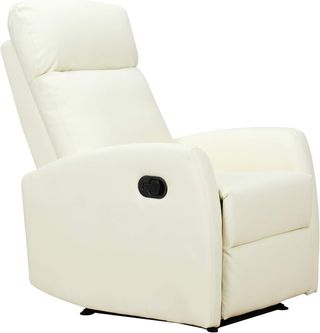 Sillón Relax Reclinable 165° Con Reposapiés Regulable Ergonómico en Piel PU, 65 × 92 × 100Cm Crema