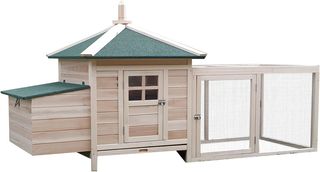 Gallinero Jaula para Gallinas de Exterior en Madera con Recinto Corredizo Caja Nido 196X76X97