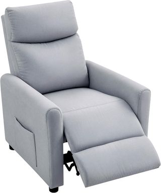 Sillón Relax Reclinable Manual 135° Con Reposapiés, Sofá Individual Reclinable Ergonómico Acolchado en Tejido Efecto Lino para Sala de Estar y Dormitorio, 73X86X100 Cm, Gris Claro