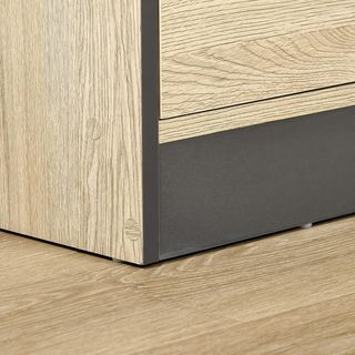 Mueble Cocina Credenza Moderna Ahorra Espacio Con 2 Armarios 3 Cajones 3 Estantes Madera 90 X 39 X 169Cm Color Gris Roble Claro