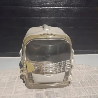 Transportín para mascotas beige y transparente