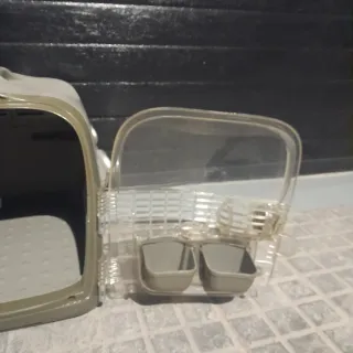 Transportín para mascotas beige y transparente