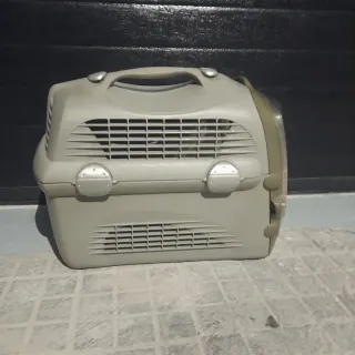 Transportín para mascotas beige y transparente