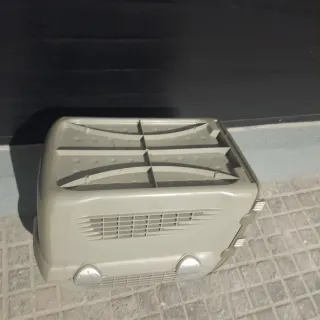 Transportín para mascotas beige y transparente