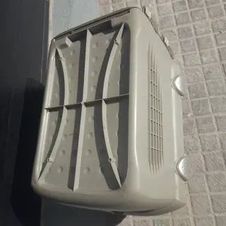 Transportín para mascotas beige y transparente