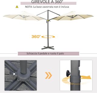 Sombrilla de Jardín Descentrada 3X2.5 M Giratoria a 360° Con Angulación Regulable