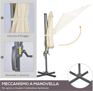Sombrilla de Jardín Descentrada 3X2.5 M Giratoria a 360° Con Angulación Regulable