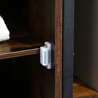 Librería Moderna Estilo Industrial Con 4 Estantes Y 2 Armarios, Estante de Metal Y Madera para Casa Y Oficina, 90X30X159.5Cm, Negro Y Marrón