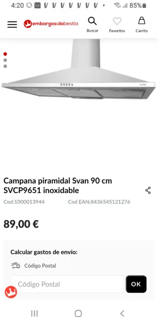 Campaña inox 3 velocidades, 90 cmts