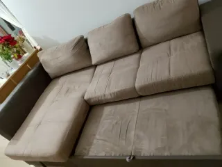 Divano letto angolare con penisola contenitore