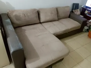 Divano letto angolare con penisola contenitore