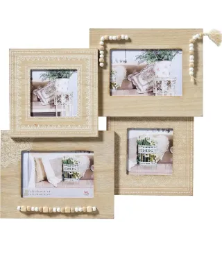 Set 4 Marcos de Fotos Madera Decorados