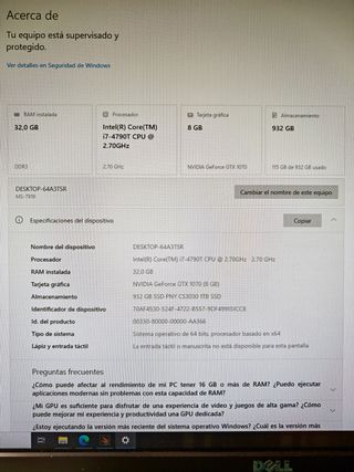 PC i7 · 32GB RAM · GTX 1070 8GB · NVMe 1TB