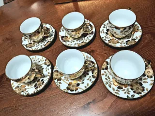 Set 6 Tazzine Caffè Porcellana Oro e Bianco