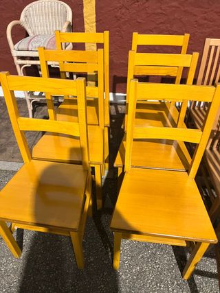 6 Sillas de Madera Amarillas