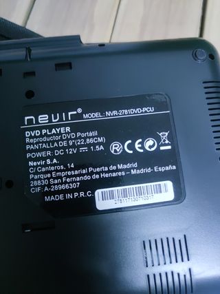 Nevir NVR-2781DVD-PCU, DVD Portátil 9”