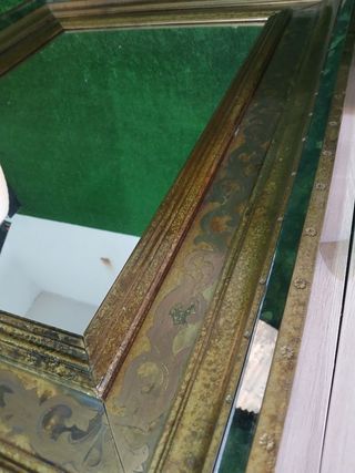 ESPEJO CON DOBLE MARCO DE MADERA Dorado