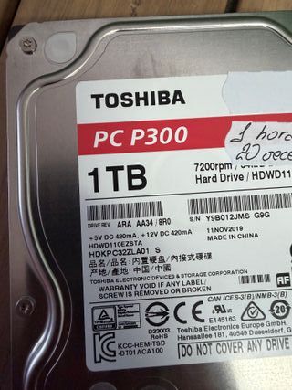 Toshiba - Disco duro (1 TB, SATA III, 3,5", P300, HDWD110UZSVA, 7200 rpm, 64 MB)