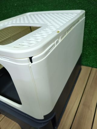 Feandrea Arenero para Gatos, Caja Arena con Bandeja Extraíble, Pala, Cepillo, Espacioso para Gatos Grandes, Carga de 15 kg, Antifiltración, Antiescapes, Beige y Negro PPT001W01