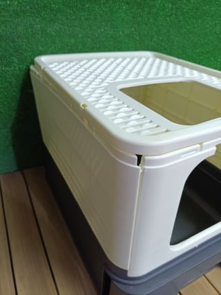 Feandrea Arenero para Gatos, Caja Arena con Bandeja Extraíble, Pala, Cepillo, Espacioso para Gatos Grandes, Carga de 15 kg, Antifiltración, Antiescapes, Beige y Negro PPT001W01