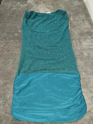 Vestido fiesta brillante verde/petróleo