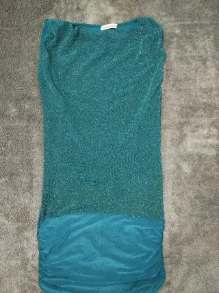 Vestido fiesta brillante verde/petróleo