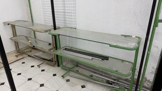 Mesas de cristal vintage verdes