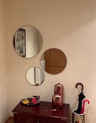 Set 3 Espejos Redondos Plateados