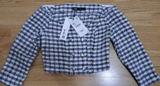 Blusa Zara Cuadros Manga Larga