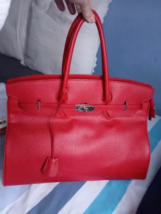 Bolso Rojo Grande Blanco