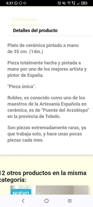 Pareja Platos Pintados a Mano y firmado por robles