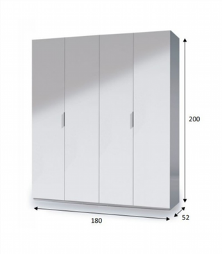 Armario 180x200x52 cm. Blanco Brillo