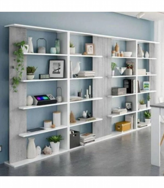 Estantería 5 Baldas. Blanco Artik/Cemento