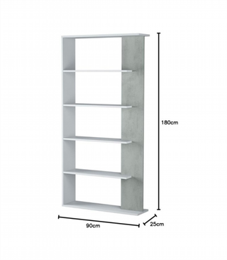 Estantería 5 Baldas. Blanco Artik/Cemento