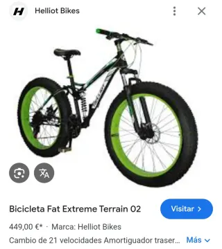 Bicicleta Fat Bike Negra y Verde