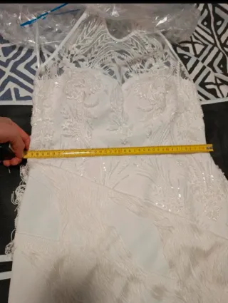 Vestido Novia Flecos Blanco