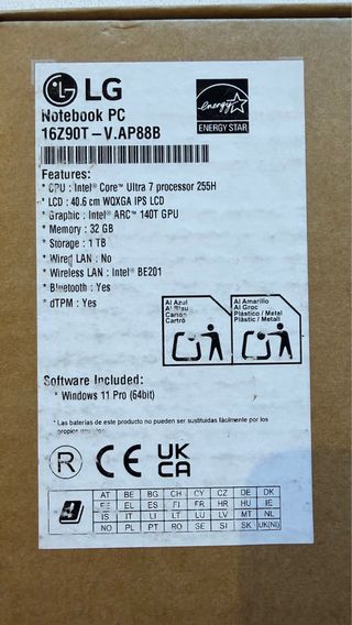 Portátil LG Gram 16Z90T i7/32GB/1TB 16”