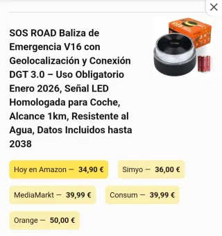 V16 SOS ROAD. Original tienda Orange