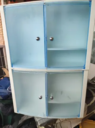 Armario  plástico azul y blanco