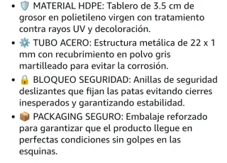 Mesa plegable blanca 180x70x74cm