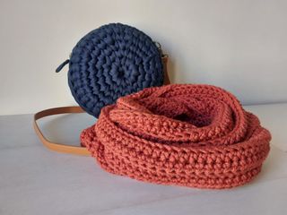 Bolso nuevo crochet Macaron azul marino