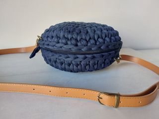 Bolso nuevo crochet Macaron azul marino