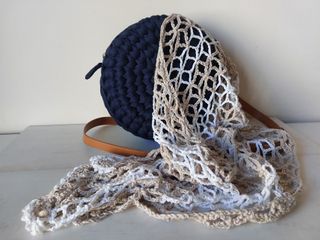Bolso nuevo crochet Macaron azul marino