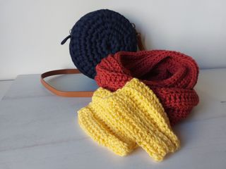 Bolso nuevo crochet Macaron azul marino