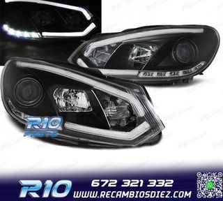 FAROS VOLKSWAGEN VW GOLF 6 08-12 TUBE LIGHT DRL FONDO NEGRO